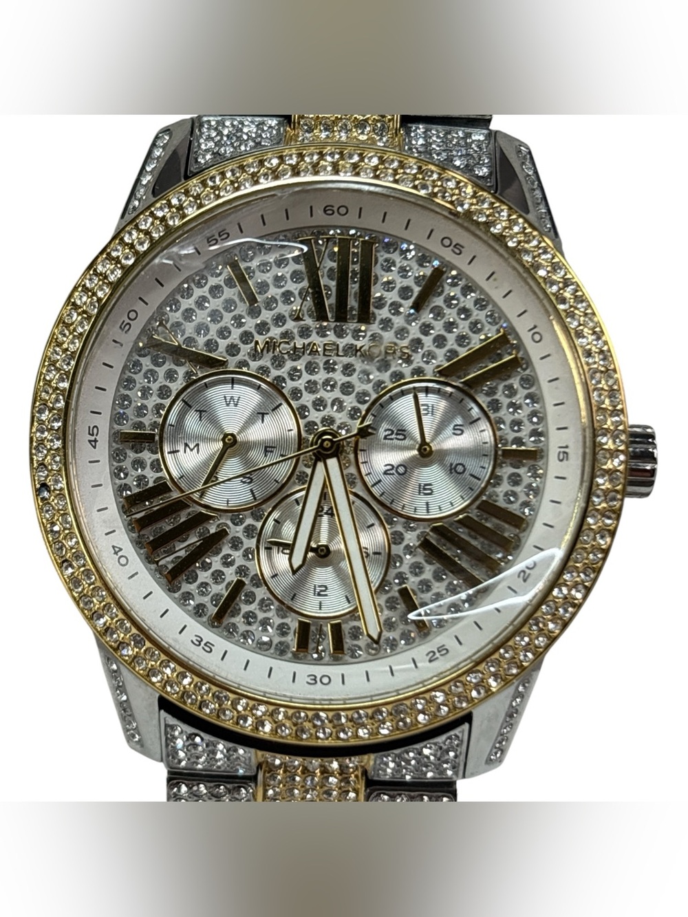 NWT Michael Kors MK-6934 MK6934 Oversized Brynn Pave 2 Tone Women's Watch 42mm - Picture 3 of 6